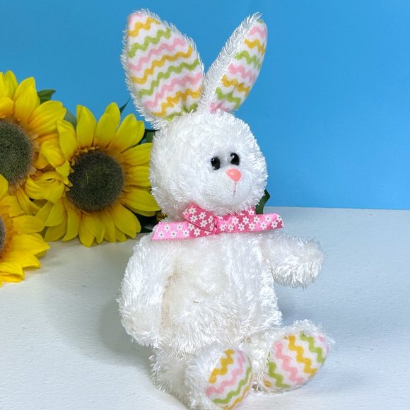 Beautifully Detailed White Easter Bunny Rabbit 8" Plush Stuffed Animal Toy‎ - Picture 3 of 5